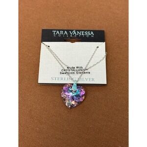 Tara Vanessa Heart Necklace Aurora Purple Swarovski Sterling Silver 925 Romantic
